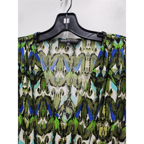 Jones New York Collection Womens Midi Dress Sz 0X Green Printed Sleeveless BOHO - Picture 3 of 8